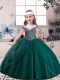 Straps Sleeveless Tulle Kids Pageant Dress Beading Lace Up