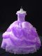 Lavender Quinceanera Gown Sweet 16 and Quinceanera with Beading and Appliques and Sequins Off The Shoulder Sleeveless Lace Up