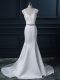 Sleeveless Beading and Lace Backless Wedding Dresses with White Brush Train