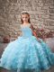 Exquisite Straps Sleeveless Lace Up Child Pageant Dress Baby Blue Organza