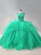 Hot Sale Scoop Sleeveless Organza Quinceanera Gown Beading and Ruffles Lace Up