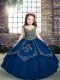 Blue Sleeveless Tulle Lace Up Pageant Gowns For Girls for Party and Sweet 16 and Wedding Party