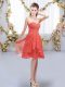 Gorgeous Knee Length Empire Sleeveless Coral Red Wedding Guest Dresses Lace Up