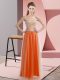 Clearance Floor Length Orange Red Prom Evening Gown Tulle Sleeveless Beading