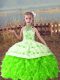 Lace Up Girls Pageant Dresses Beading and Embroidery and Ruffles Sleeveless Floor Length