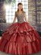 Amazing Taffeta Sleeveless Floor Length Quinceanera Gowns and Beading and Ruffled Layers