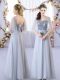 Sexy Grey Sleeveless Tulle Lace Up Quinceanera Court Dresses for Wedding Party