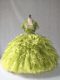 Fantastic Olive Green Organza Lace Up 15th Birthday Dress Sleeveless Floor Length Beading and Ruffles