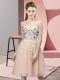 Peach Tulle Lace Up Sweetheart Sleeveless Knee Length Wedding Guest Dresses Appliques
