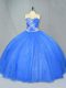 Fine Blue 15 Quinceanera Dress Sweet 16 and Quinceanera with Beading Sweetheart Sleeveless Lace Up