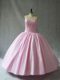 Tulle Sweetheart Sleeveless Lace Up Beading Quince Ball Gowns in Pink