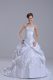 Vintage Sweetheart Sleeveless Brush Train Lace Up Wedding Dress White Taffeta