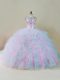 Multi-color Quinceanera Gowns Sweet 16 and Quinceanera with Beading and Ruffles Scoop Sleeveless Lace Up