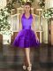 Glittering Purple Lace Up Halter Top Ruffled Layers Prom Evening Gown Tulle Sleeveless