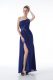 High Quality Royal Blue Empire Chiffon One Shoulder Sleeveless Beading and Ruching Floor Length Backless Evening Dress