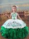 Great Embroidery and Ruffles Glitz Pageant Dress Green Lace Up Sleeveless Floor Length