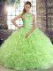 Sleeveless Floor Length Beading Lace Up Ball Gown Prom Dress