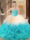 Best Selling Multi-color Sweetheart Lace Up Beading and Ruffles Ball Gown Prom Dress Sleeveless