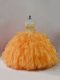 Delicate Beading and Ruffles Vestidos de Quinceanera Orange Lace Up Sleeveless Floor Length