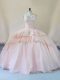 Flare Peach Sleeveless Tulle Lace Up 15th Birthday Dress for Sweet 16 and Quinceanera