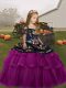 Tulle Long Sleeves Floor Length Little Girls Pageant Gowns and Embroidery