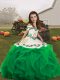 Green Kids Pageant Dress For with Embroidery and Ruffles Straps Sleeveless Lace Up