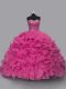 Exquisite Hot Pink Sweet 16 Quinceanera Dress Sweet 16 and Quinceanera with Beading Sweetheart Sleeveless Lace Up