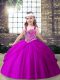 Low Price Fuchsia Sleeveless Floor Length Beading and Pick Ups Lace Up Kids Pageant Dress