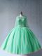 Lovely Apple Green Ball Gowns Beading Quinceanera Gown Lace Up Tulle Long Sleeves Floor Length