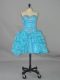 Excellent Aqua Blue Lace Up Sweetheart Beading and Pick Ups Prom Dresses Organza Sleeveless