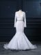 Beautiful White Wedding Gown V-neck Long Sleeves Brush Train Backless