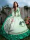 Turquoise Satin and Organza Lace Up Sweetheart Sleeveless Floor Length Ball Gown Prom Dress Embroidery and Ruffles