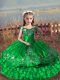 Cheap Green Ball Gowns Embroidery and Ruffled Layers Pageant Dress Wholesale Lace Up Satin and Organza Sleeveless Floor Length