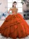 Ball Gowns Quinceanera Gown Orange High-neck Organza Sleeveless Floor Length Lace Up