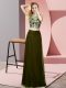 Sleeveless Chiffon Floor Length Backless in Olive Green with Beading