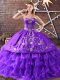 Elegant Floor Length Ball Gowns Sleeveless Purple 15th Birthday Dress Lace Up