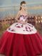Ideal Sleeveless Lace Up Floor Length Embroidery and Bowknot Vestidos de Quinceanera