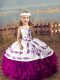 Fuchsia Sleeveless Floor Length Embroidery and Ruffles Lace Up Little Girls Pageant Dress