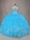 Amazing Floor Length Ball Gowns Sleeveless Blue Quinceanera Dress Lace Up