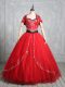 Artistic Red Quinceanera Gown Sweet 16 and Quinceanera with Embroidery Sweetheart Sleeveless Lace Up