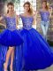 Royal Blue Tulle Lace Up Quinceanera Dress Sleeveless Floor Length Beading and Ruffles