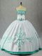 Best White Sleeveless Embroidery Floor Length Sweet 16 Dress