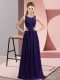 Stunning Scoop Sleeveless Zipper Damas Dress Purple Chiffon