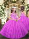 Tulle Sleeveless Floor Length Kids Pageant Dress and Appliques
