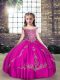 Fuchsia Sleeveless Tulle Lace Up Kids Pageant Dress for Party and Wedding Party