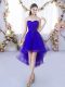 Fantastic Lace Bridesmaid Dress Purple Lace Up Sleeveless High Low