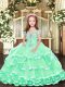 Floor Length Apple Green Pageant Gowns For Girls Straps Sleeveless Lace Up