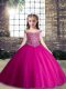 Trendy Floor Length Fuchsia Pageant Dress for Teens Sweetheart Sleeveless Lace Up