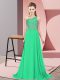 One Shoulder Sleeveless Homecoming Dress Floor Length Beading Turquoise Chiffon