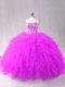 Sleeveless Floor Length Beading and Ruffles Lace Up Sweet 16 Dresses with Purple